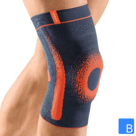 Genu-HiT Supreme Kniebandage Anwendung bei Knieschmerzen, blau-orange