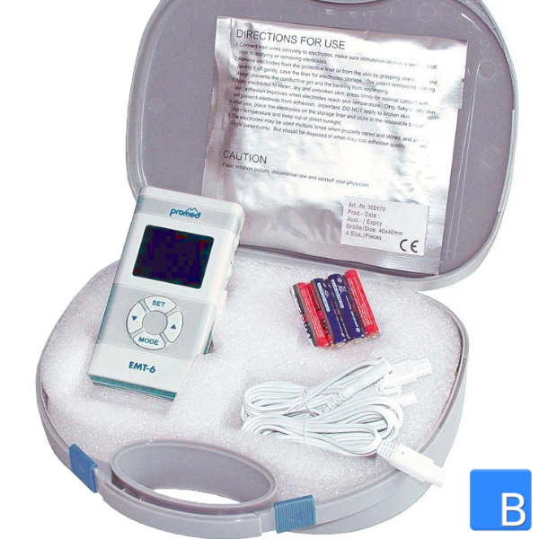 EMT-6 TENS/EMS Gerät von Promed in der praktischen Transportbox