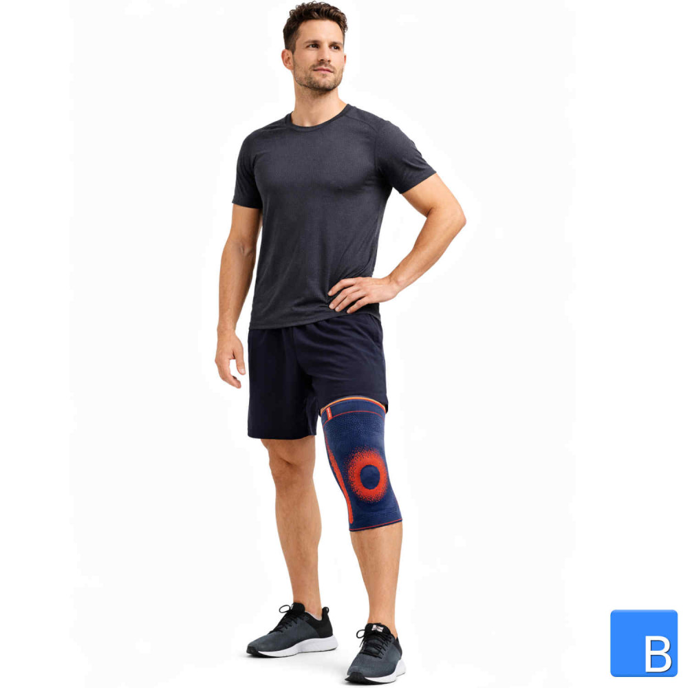 Genu-HiT Supreme Kniebandage Anwendung im Sport, blau