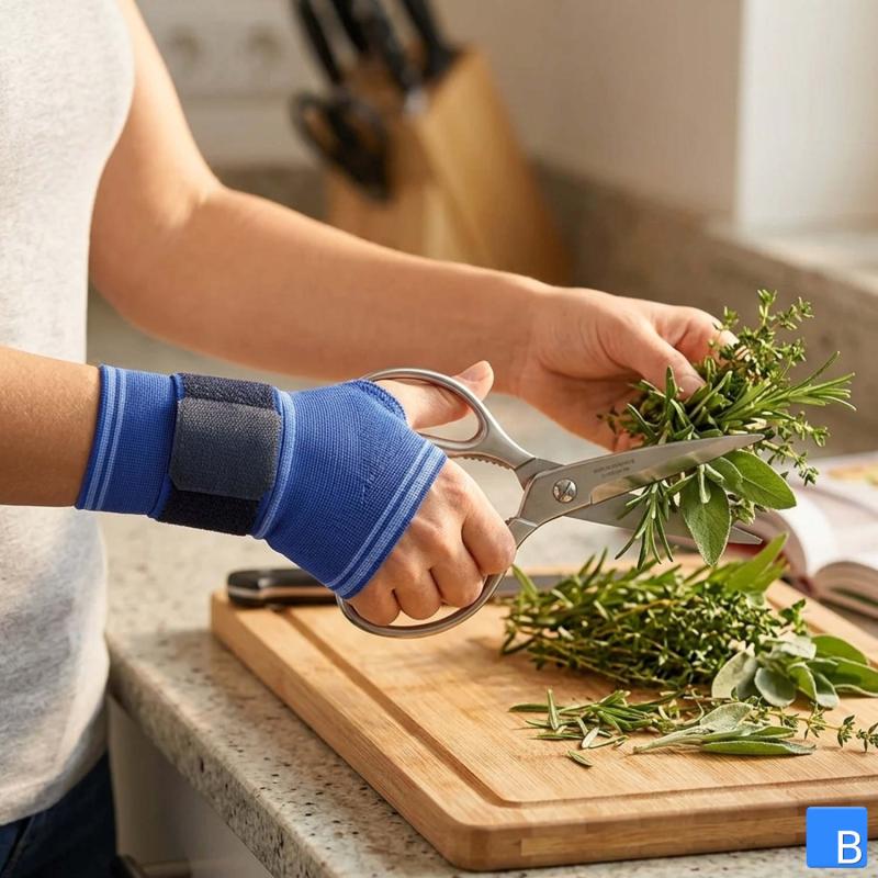 Auch bei Küchenarbeiten oder im Haushalt ist die Handgelenkbandage hilfreich